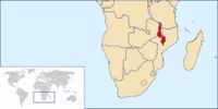 map of the southern part of Africa with Malawi highlighted
