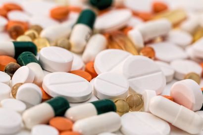 Pills of varying sizes and colors