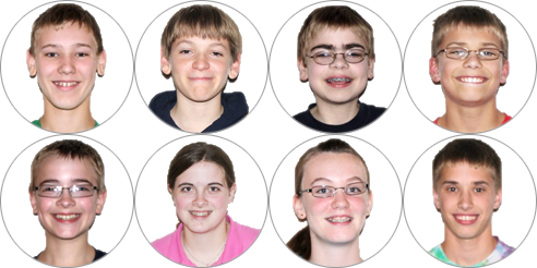 headshots of eight children