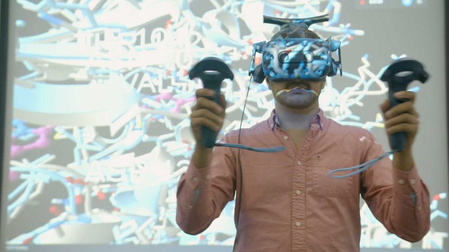 Cortopassi wearing VR gear