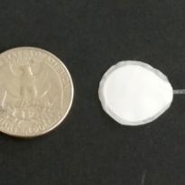 device alongside a quarter to show size