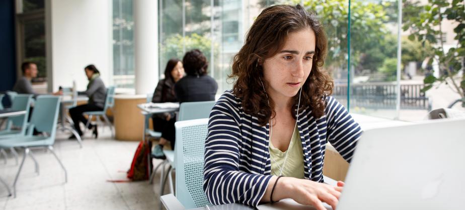 Student studying on laptop