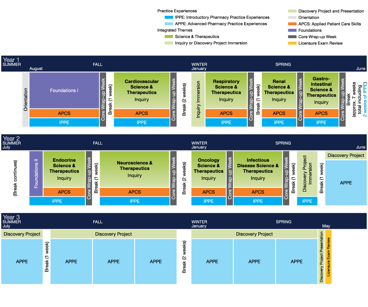 PharmD Curriculum Timeline Chart
