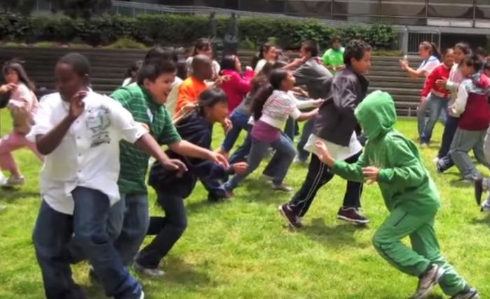 campers playing on field